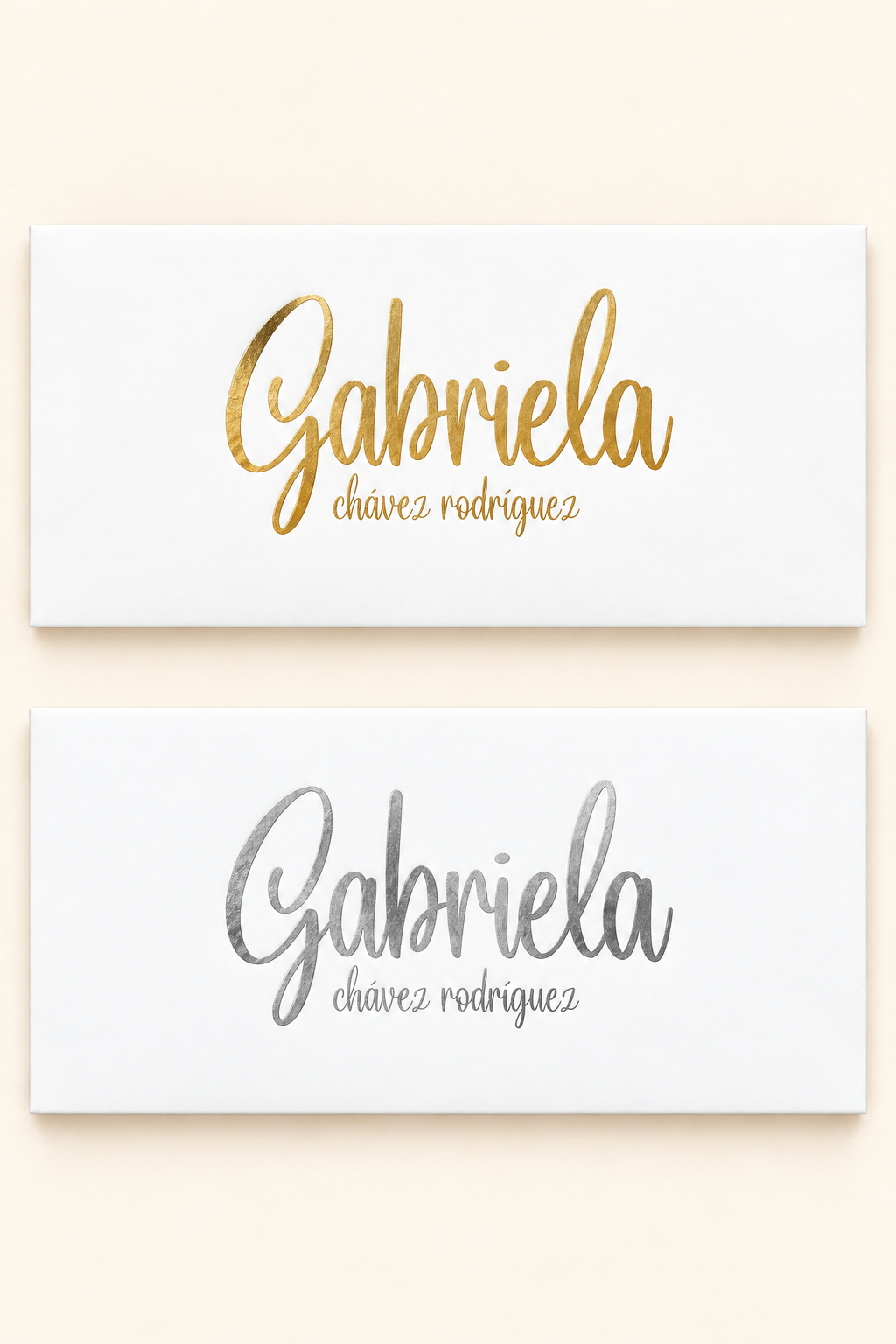 Sobres Gabriela dorado y plateado