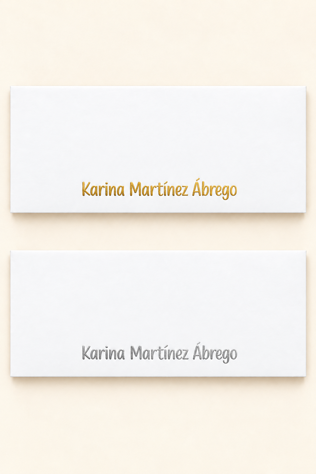 Sobres Karina centrado dorado y plateado