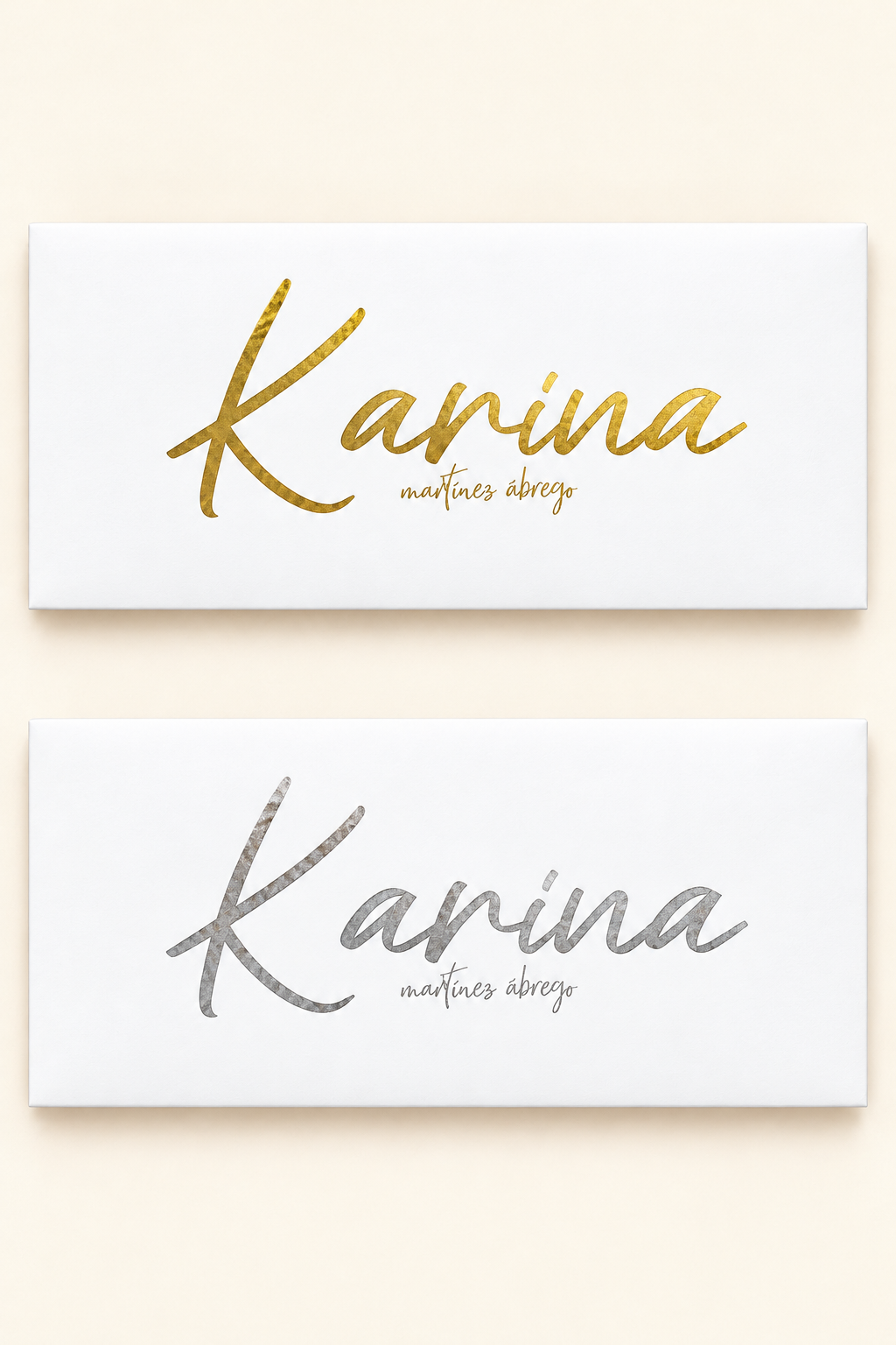 Sobres Karina dorado y plateado