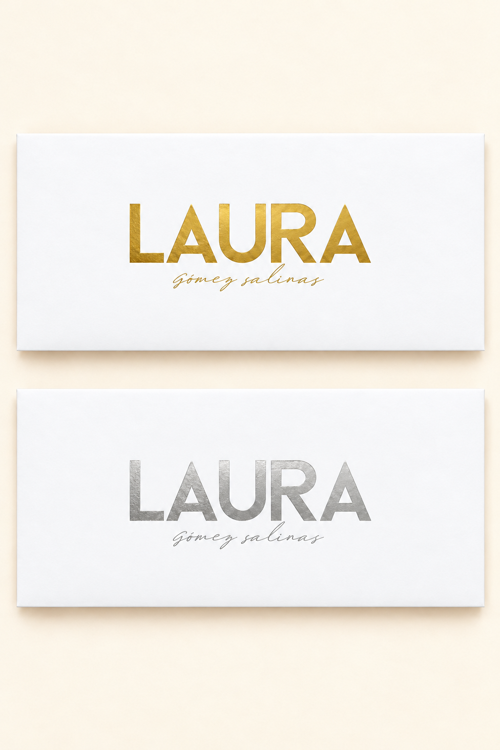 Sobres Laura bold dorado y plateado
