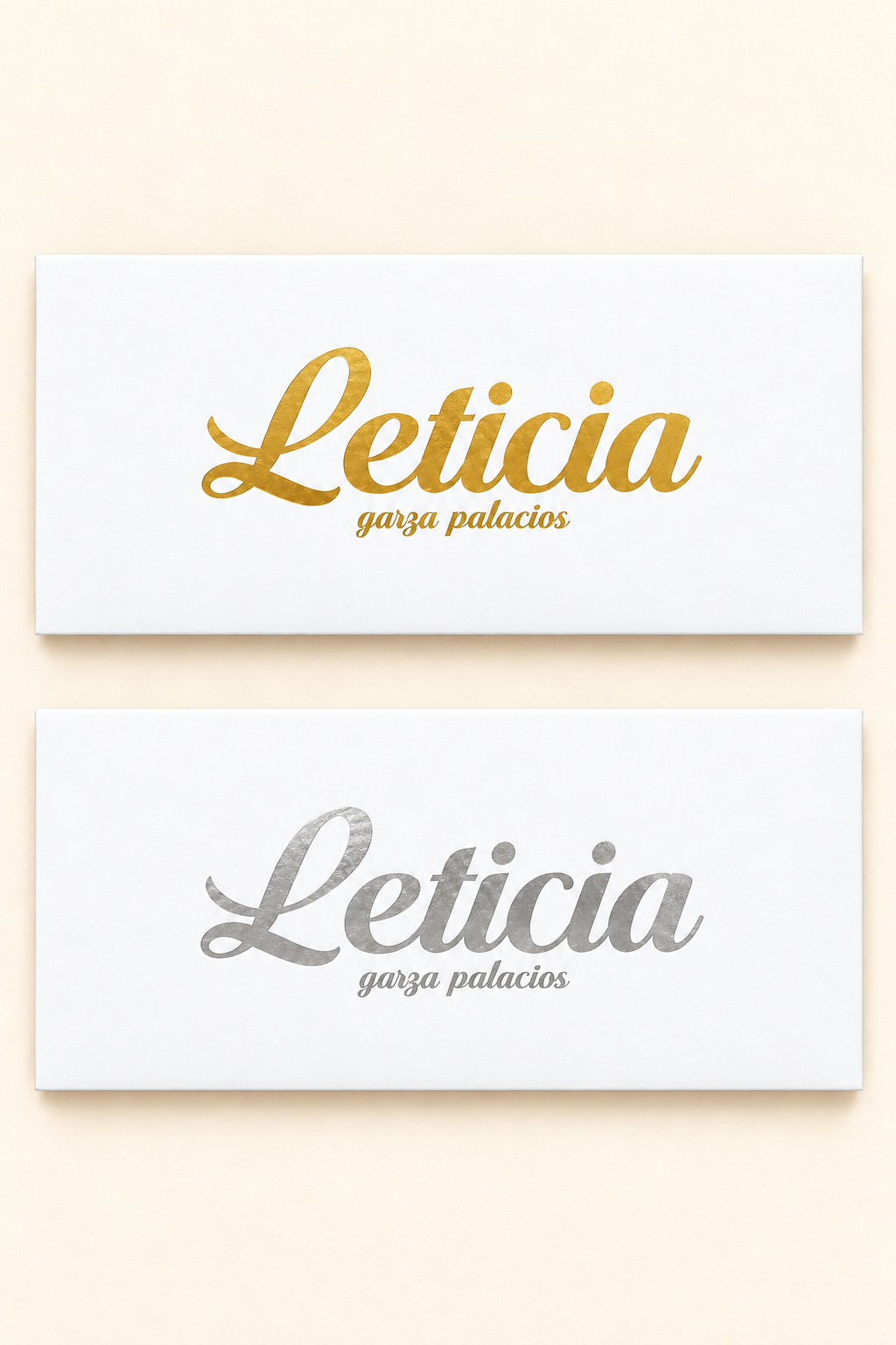 Sobres Leticia dorado y plateado