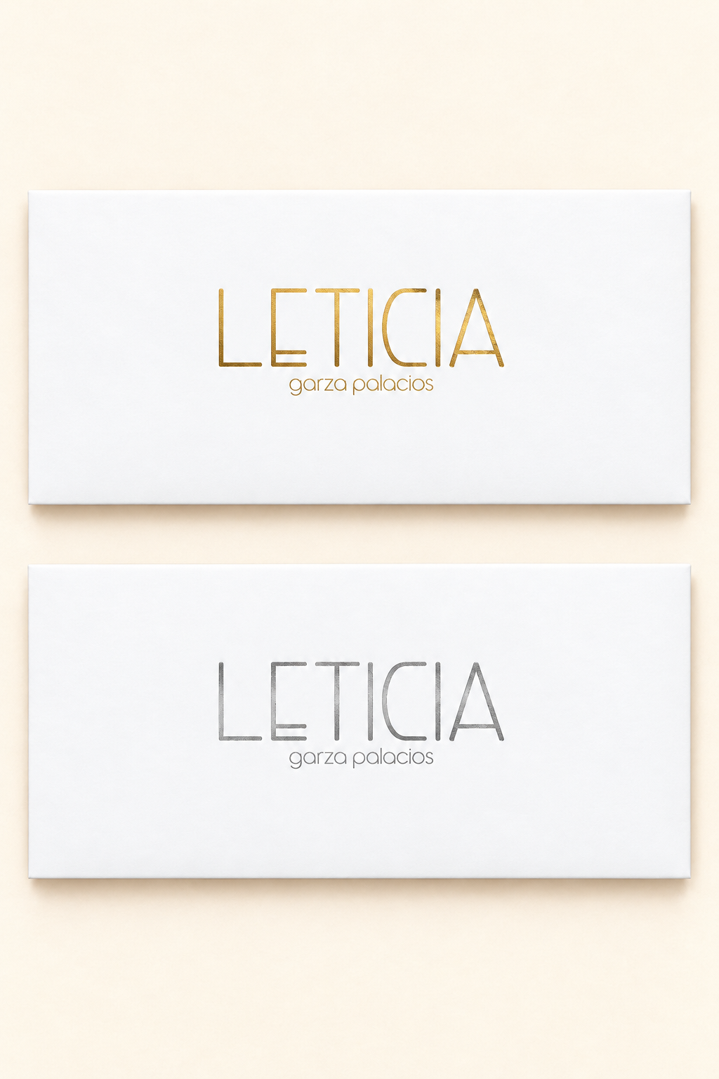 Sobres Leticia thin dorado y plateado