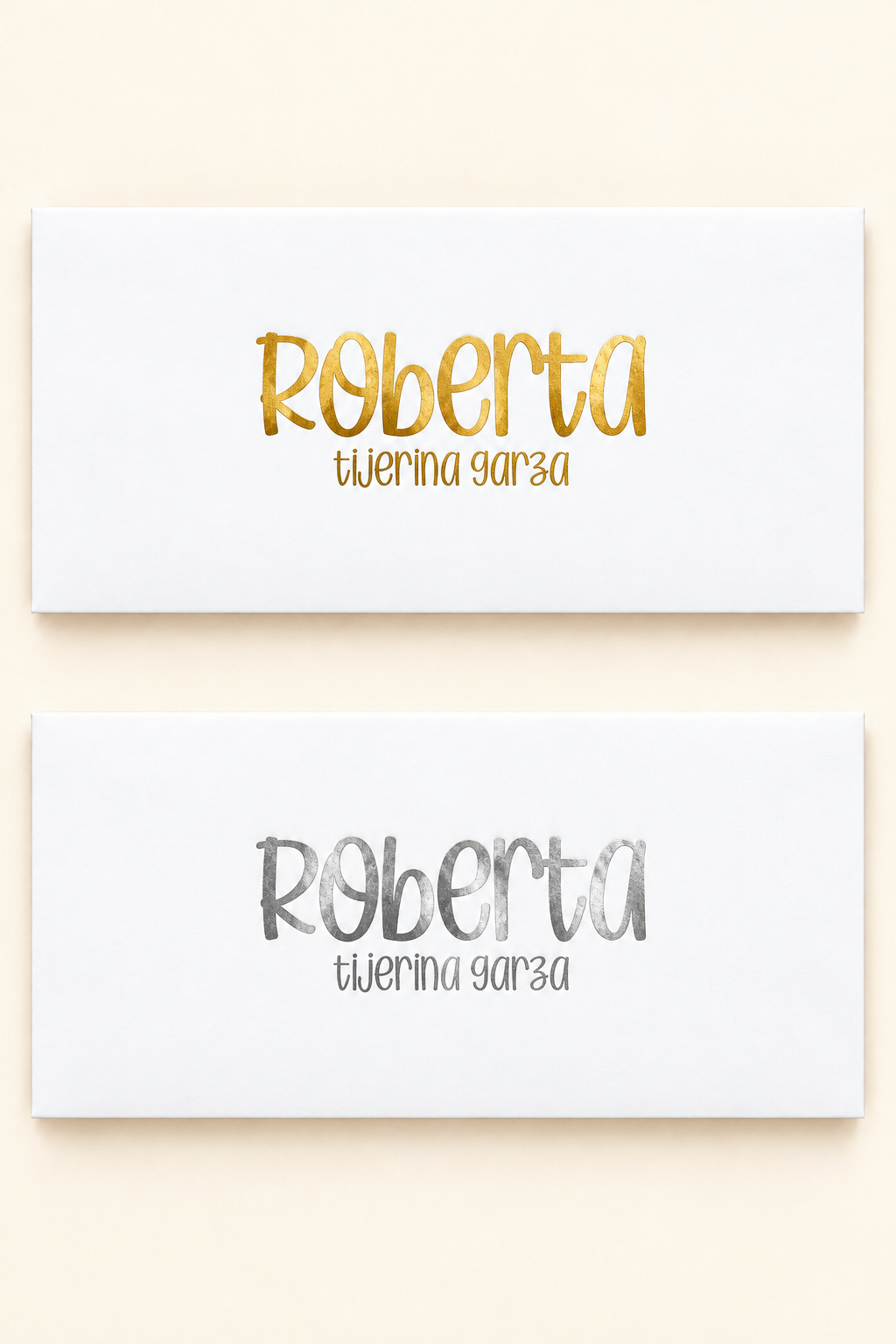 Sobres Roberta dorado y plateado